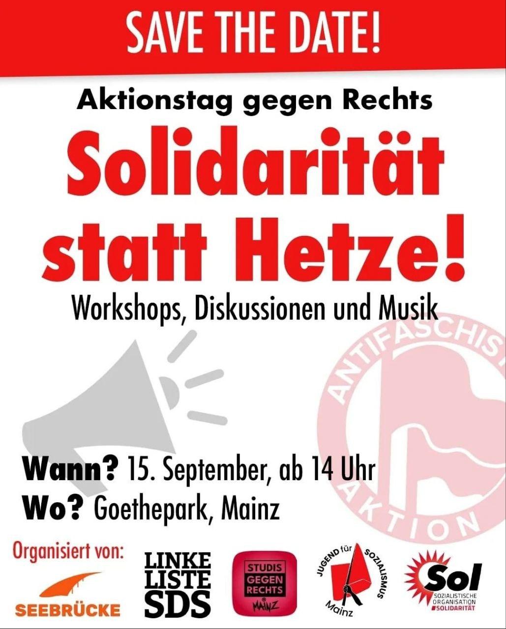 Mainz: Solidarität statt rechte Hetze! Aktionstag gegen Rechts!